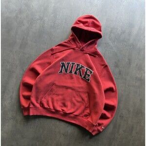 Nike Athletic Dept Hoodie L Headphone Red Spell Out Swoosh Y2K Pullover